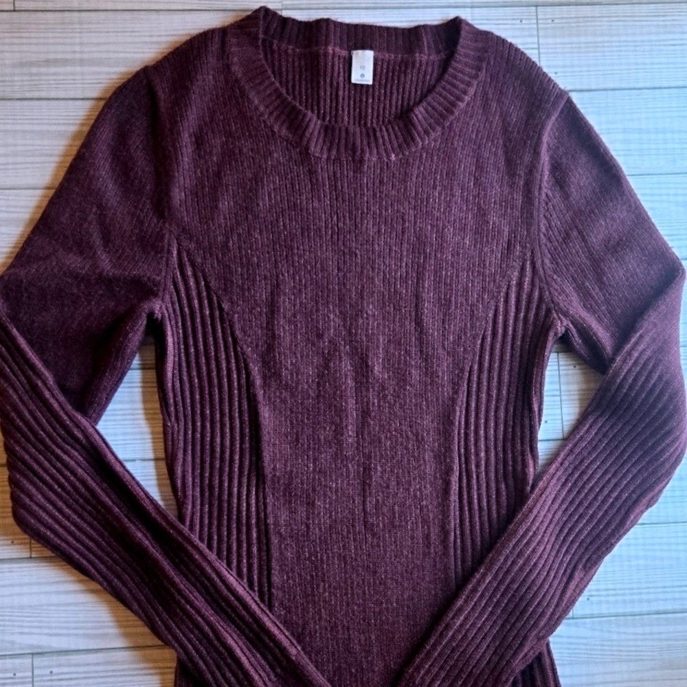 Lululemon Women Merlot Merino Wool Feeling Balanced Sweater‎  Size 10 Athleisure